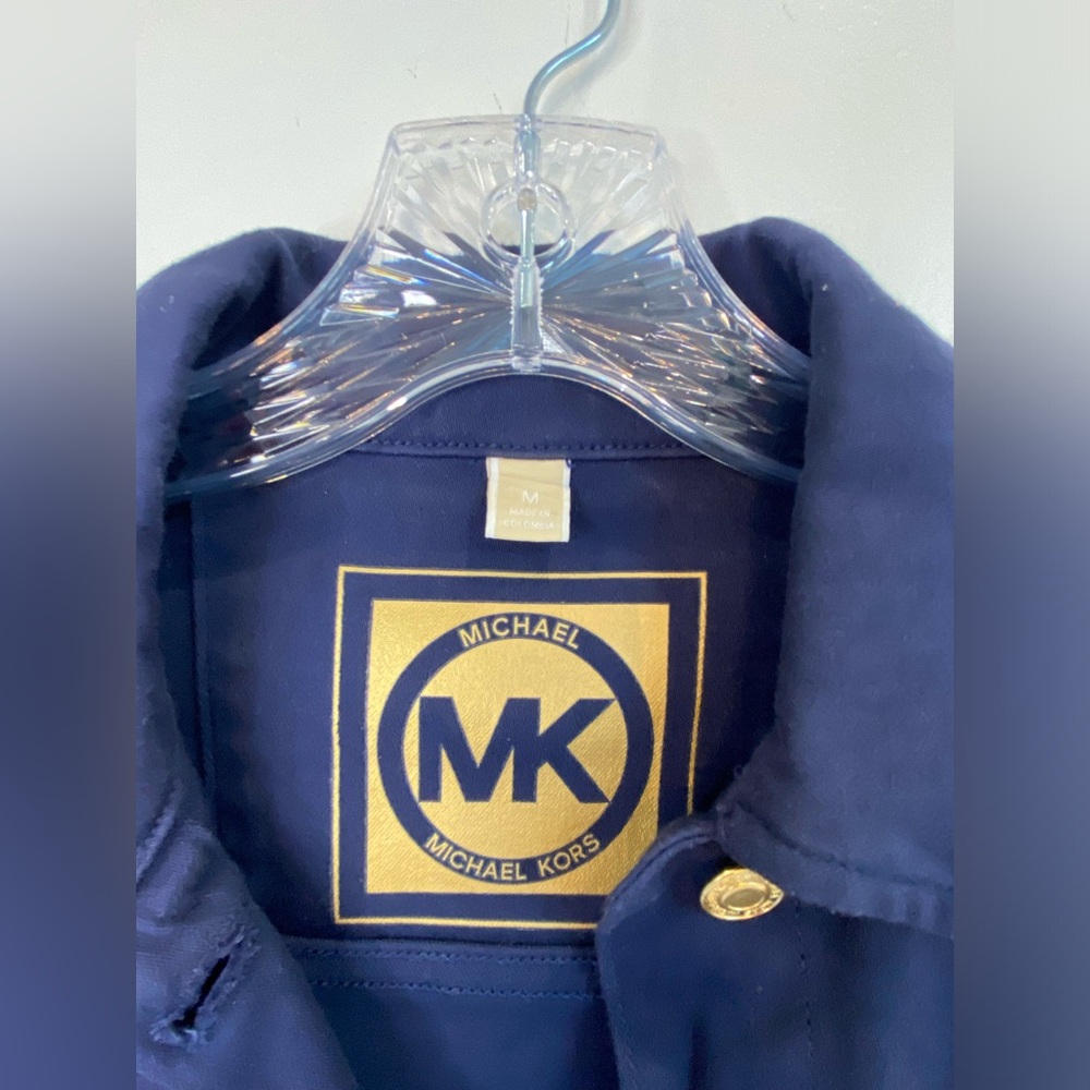 Michael Kors Denim Navy Blue Jacket With Gold Buttons - Picture 6 of 9